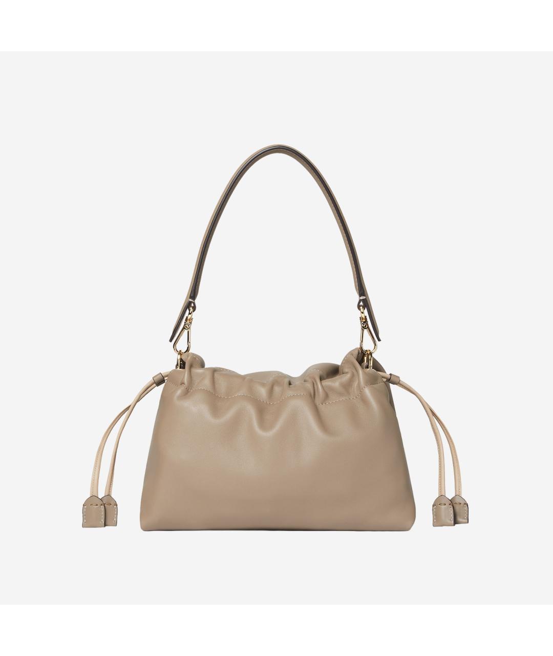 FENDI Бежевая кожаная сумка через плечо, фото 3