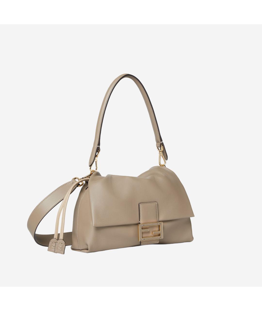 FENDI Бежевая кожаная сумка через плечо, фото 2