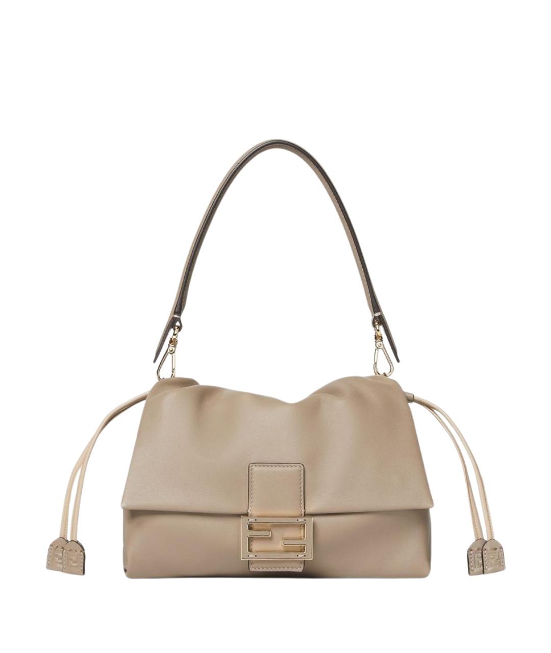 FENDI Бежевая кожаная сумка через плечо, фото 1