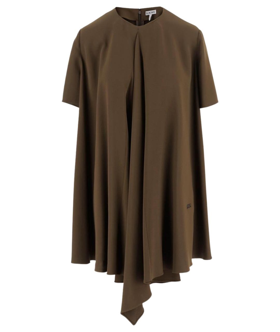 LOEWE Хаки вискозное повседневное платье, фото 1