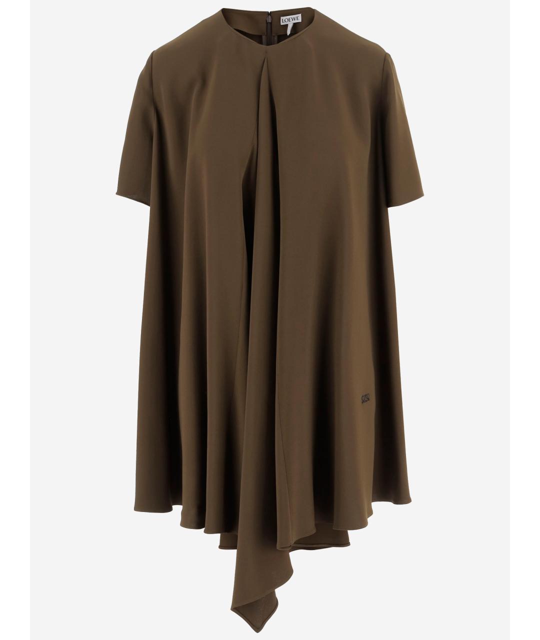 LOEWE Хаки вискозное повседневное платье, фото 4
