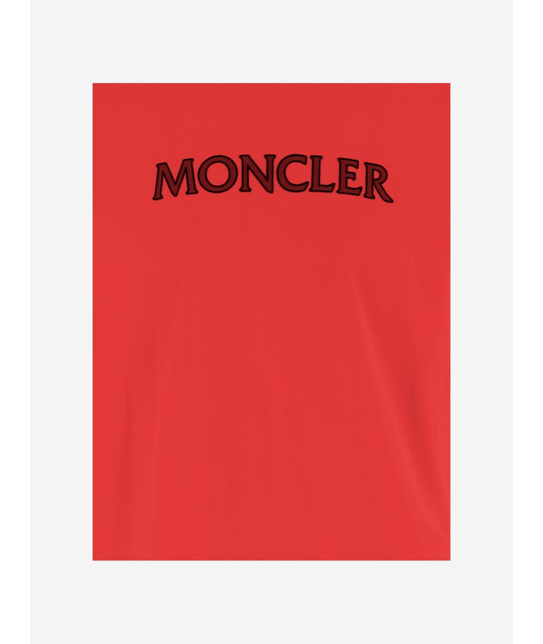 MONCLER Красная хлопковая футболка, фото 3