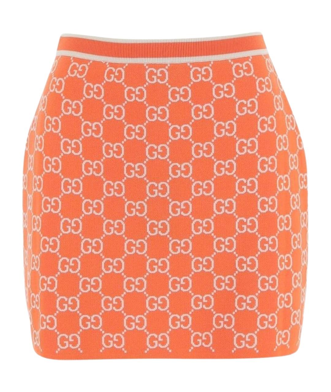 GUCCI Оранжевая хлопковая юбка мини, фото 1