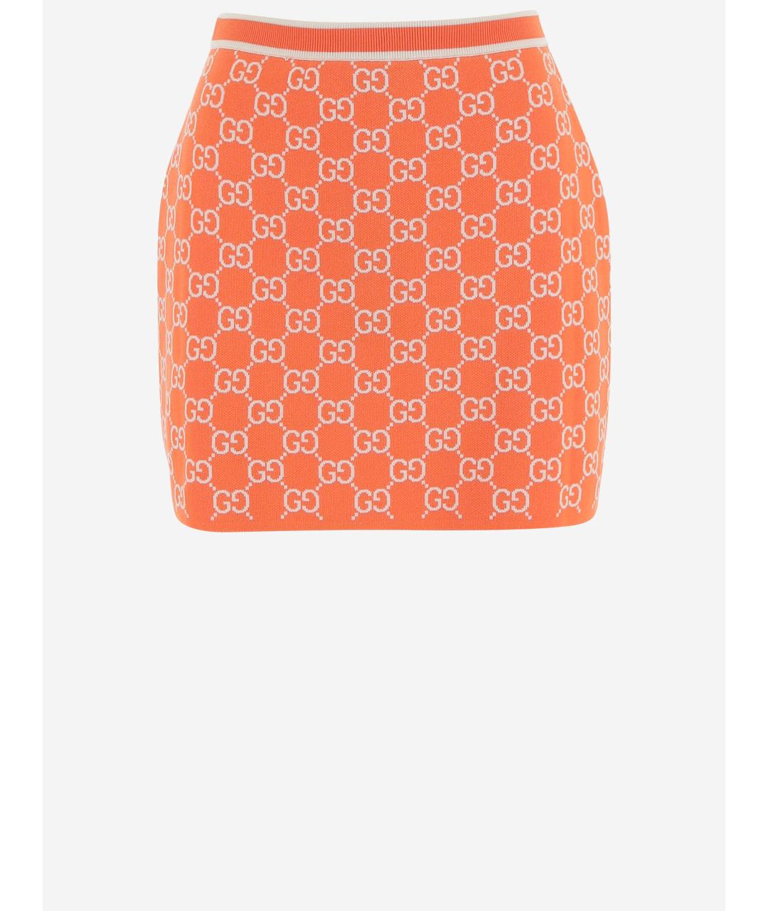 GUCCI Оранжевая хлопковая юбка мини, фото 4