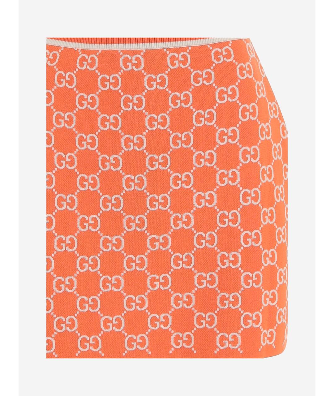 GUCCI Оранжевая хлопковая юбка мини, фото 3
