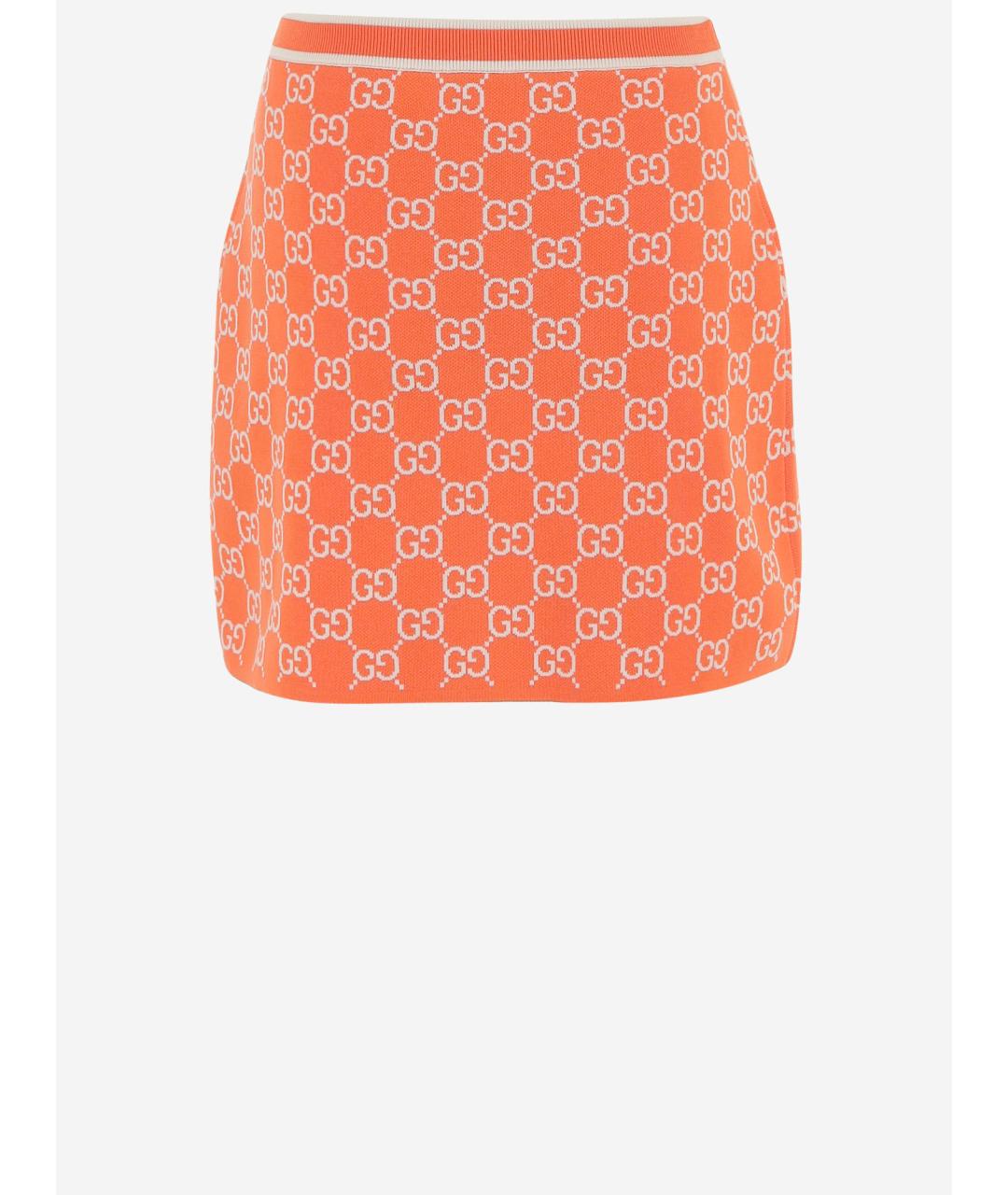 GUCCI Оранжевая хлопковая юбка мини, фото 2