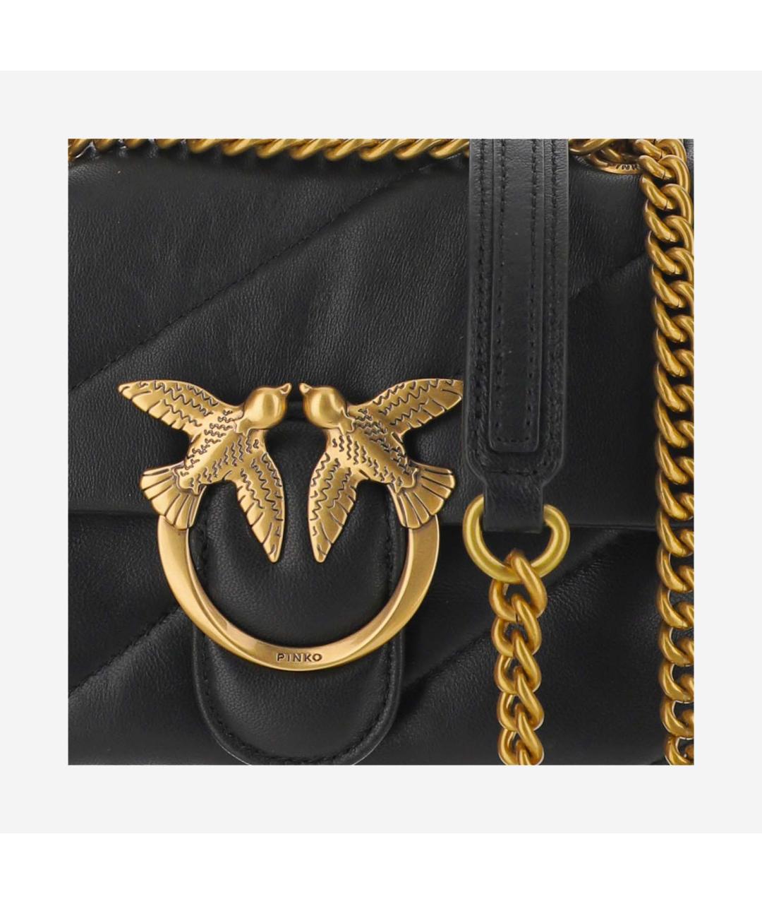 PINKO Черная кожаная сумка через плечо, фото 4