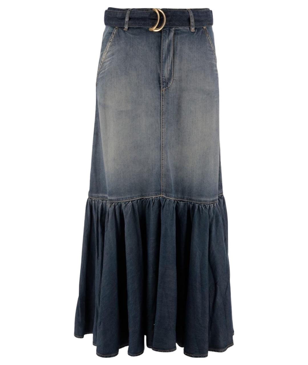 PINKO Темно-синяя хлопковая юбка макси, фото 1