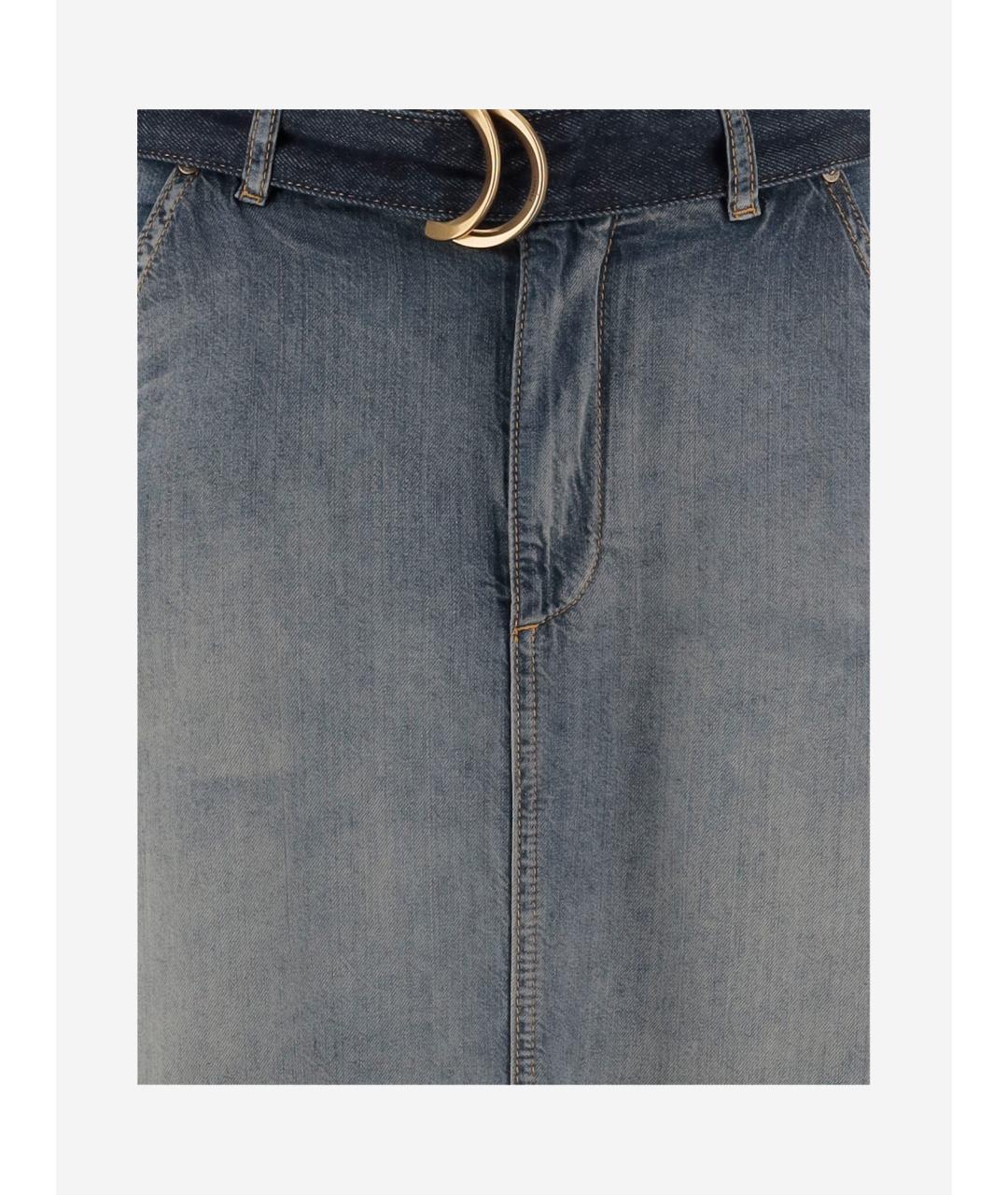 PINKO Темно-синяя хлопковая юбка макси, фото 3