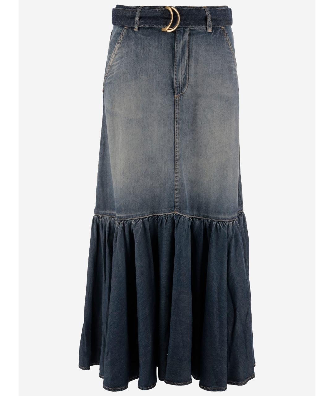 PINKO Темно-синяя хлопковая юбка макси, фото 4