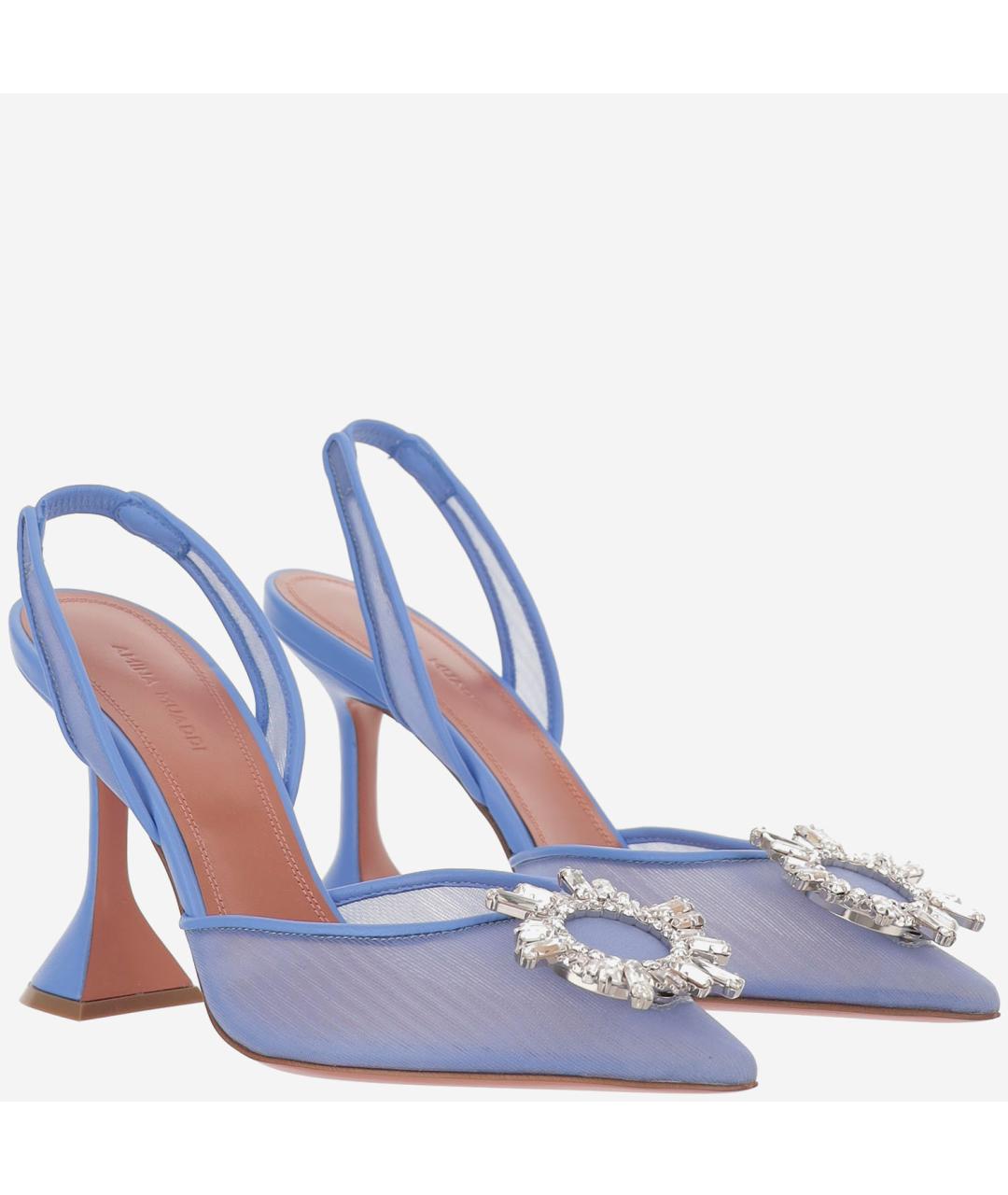 Amina Muaddi Голубые текстильные туфли, фото 2