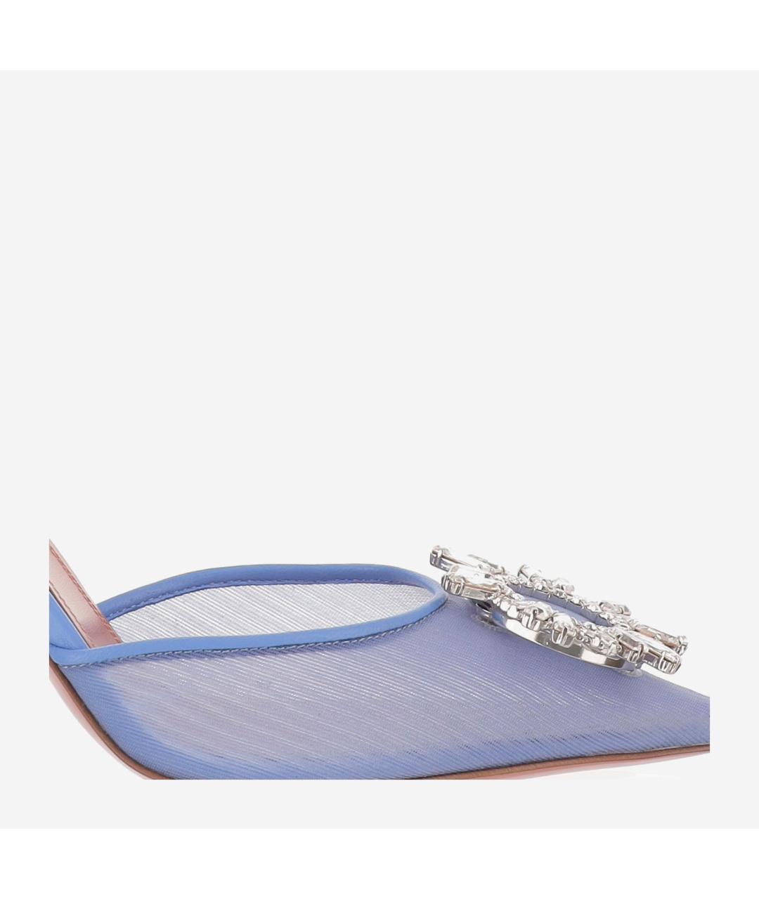 Amina Muaddi Голубые текстильные туфли, фото 4