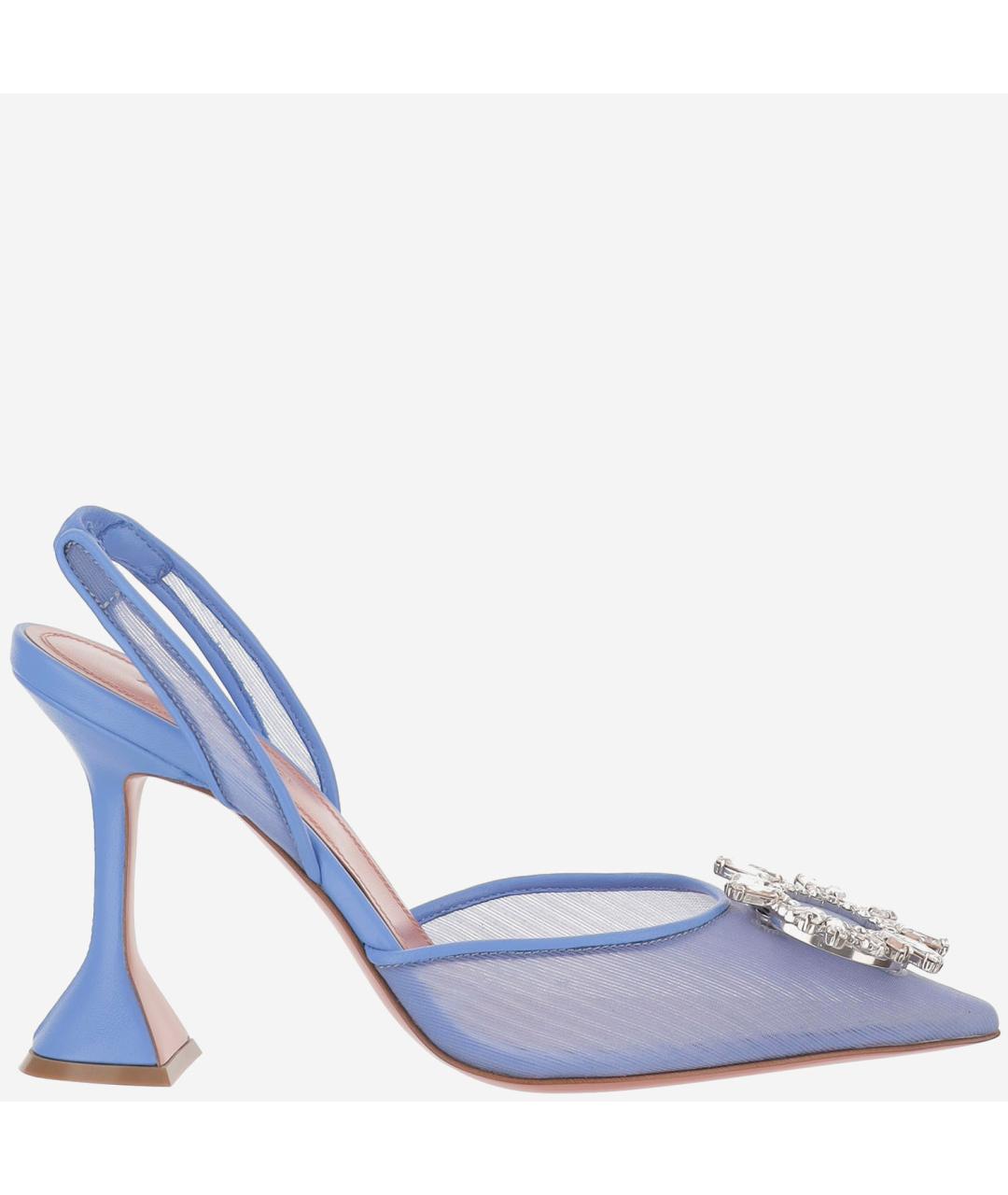 Amina Muaddi Голубые текстильные туфли, фото 5