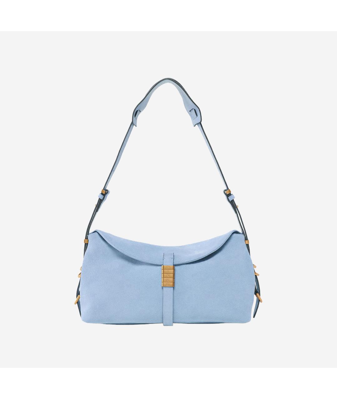 PINKO Голубая замшевая сумка через плечо, фото 4