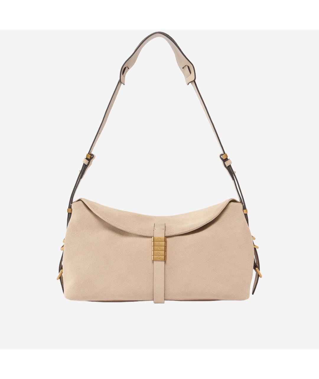 PINKO Бежевая замшевая сумка через плечо, фото 4