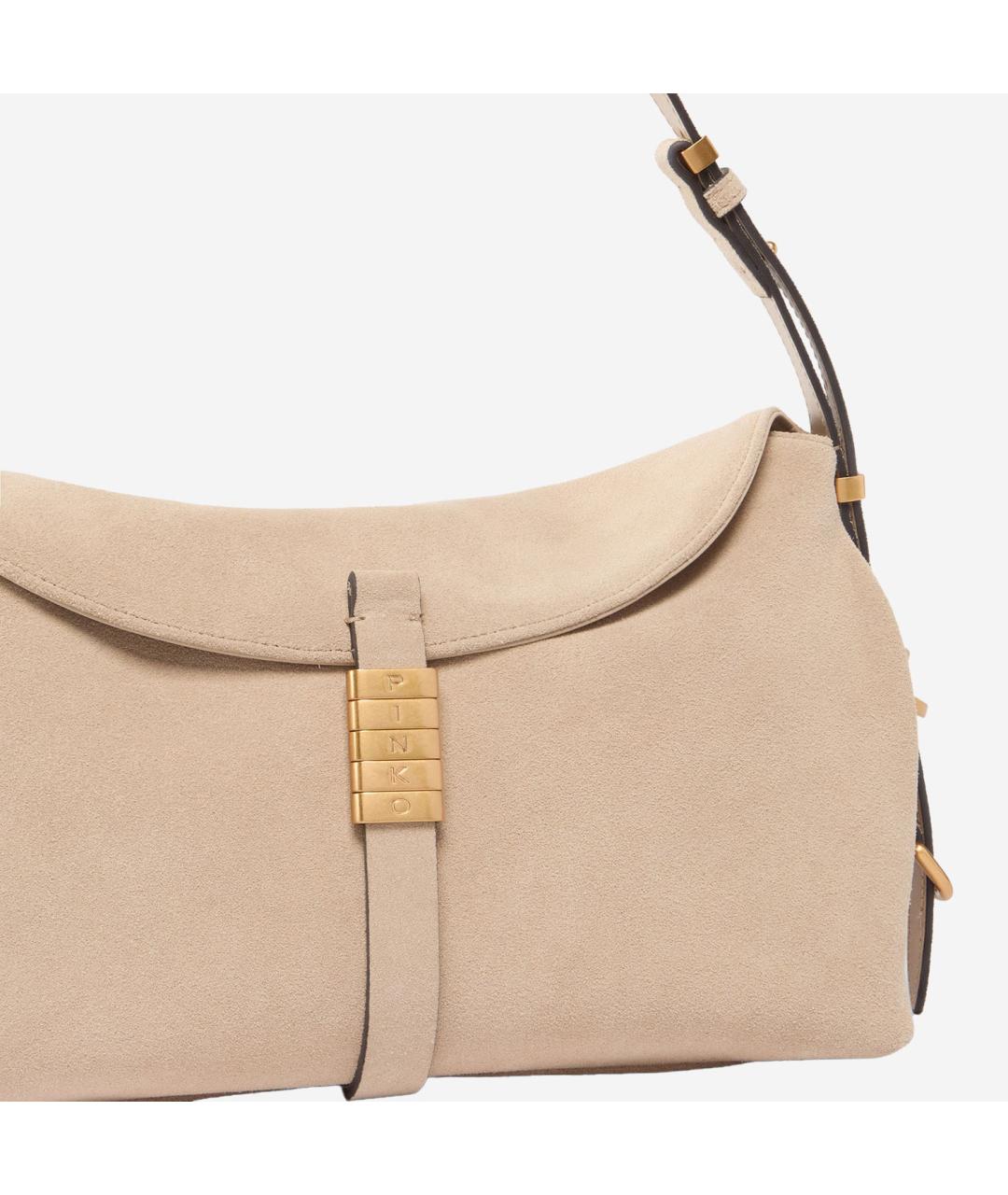 PINKO Бежевая замшевая сумка через плечо, фото 3