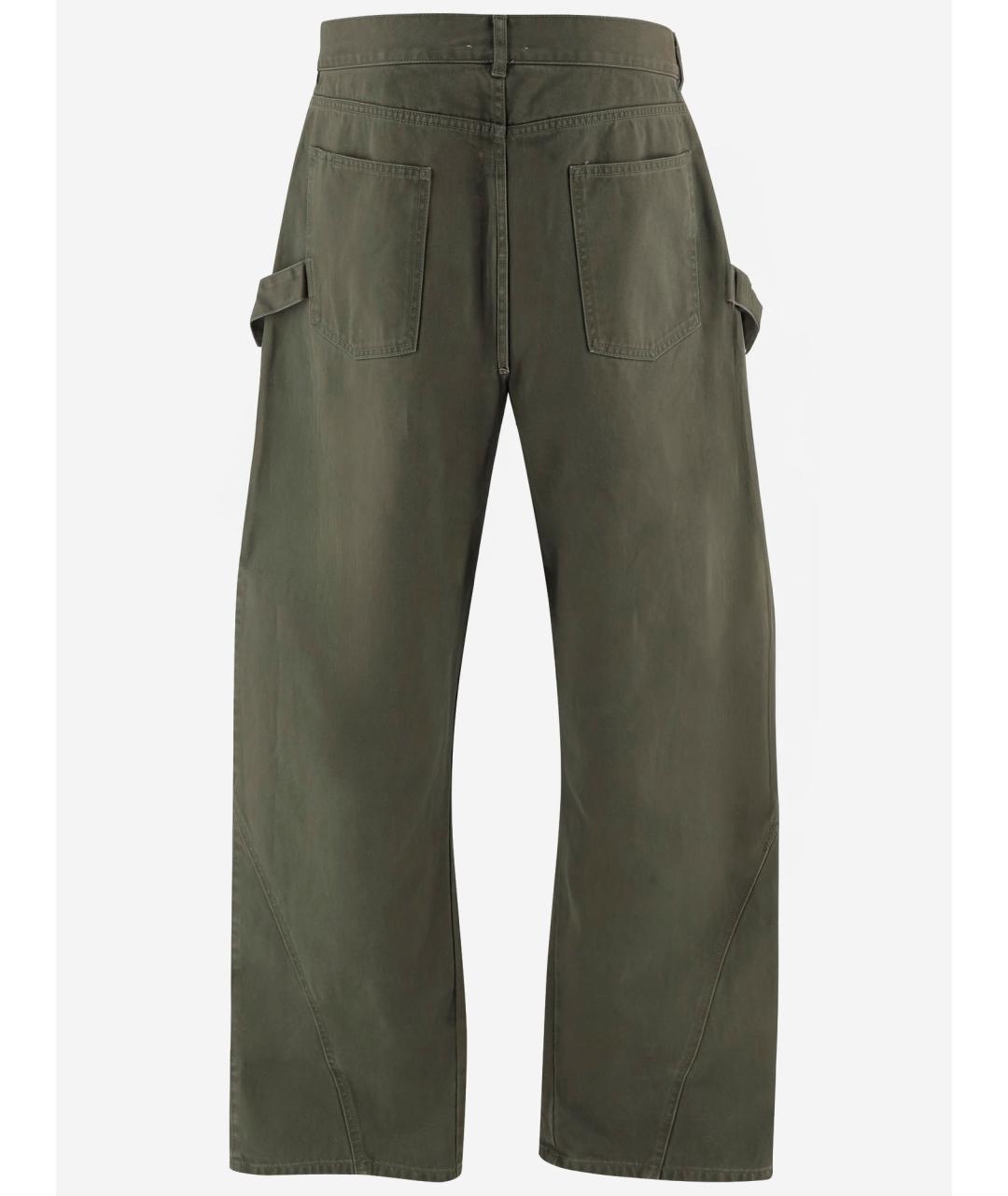 J.W.ANDERSON Зеленые хлопковые прямые джинсы, фото 2