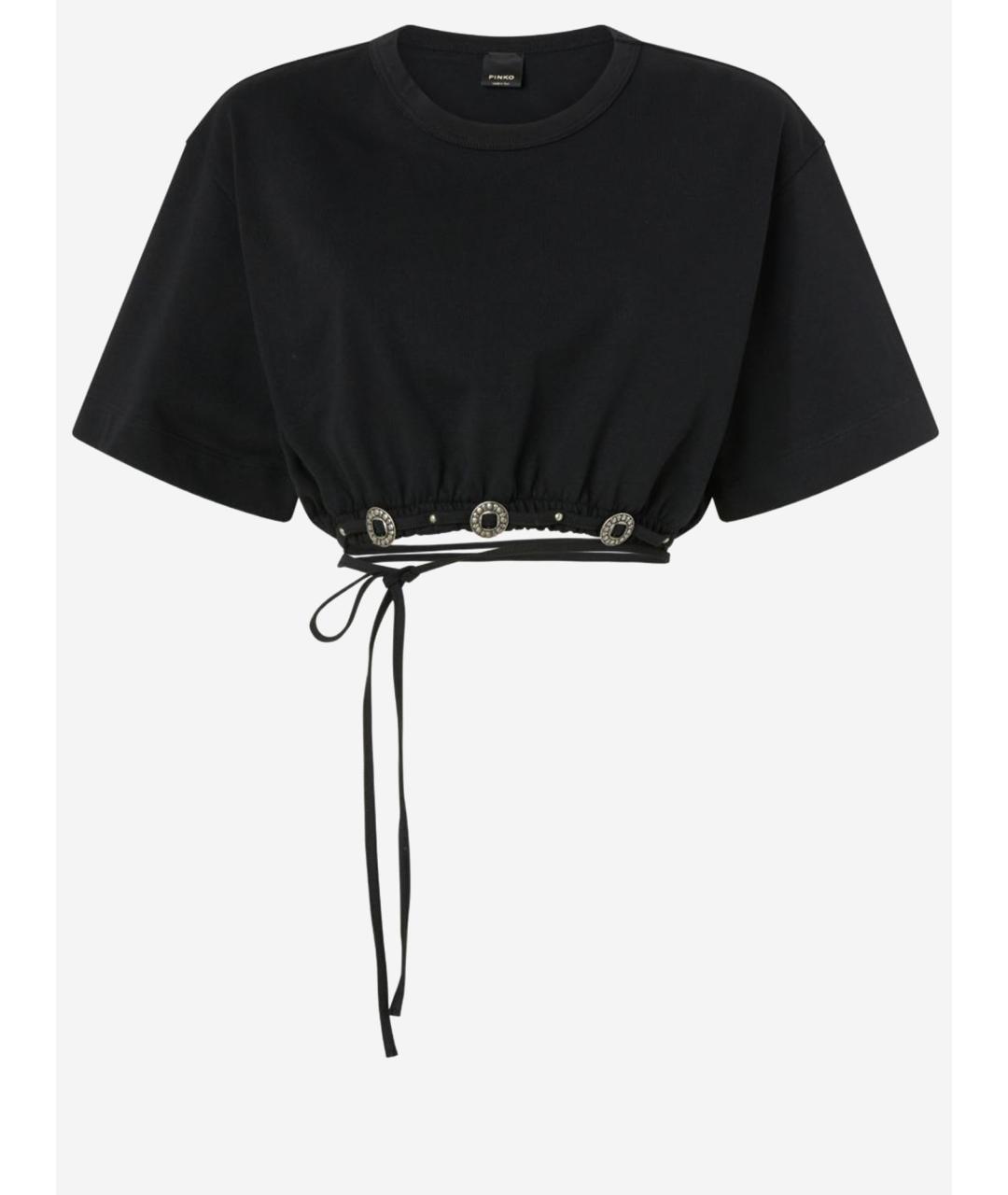 PINKO Черная хлопковая майка, фото 4