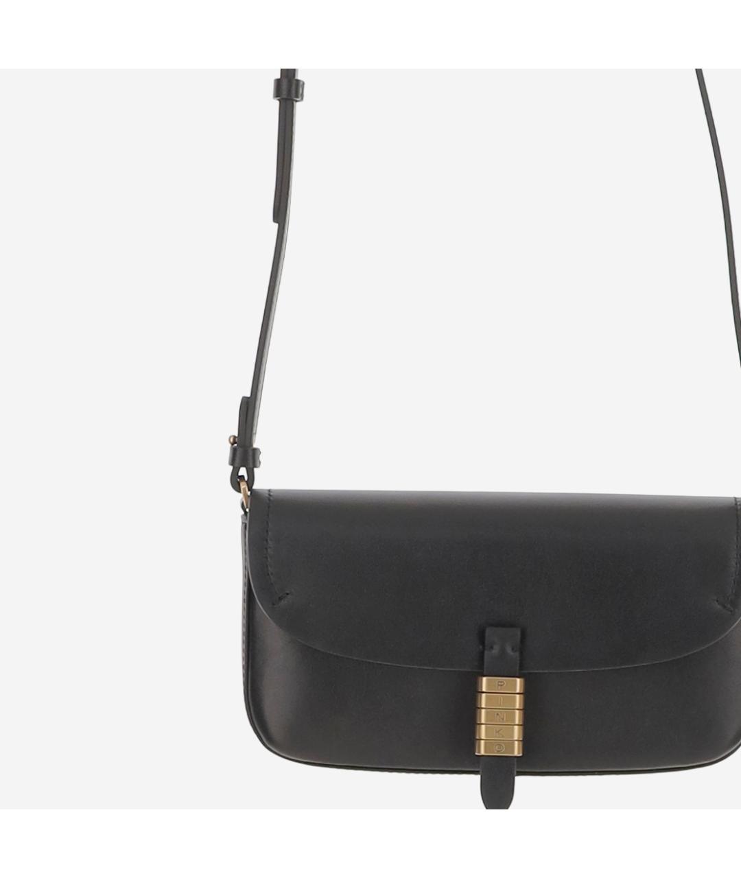 PINKO Черная кожаная сумка через плечо, фото 4