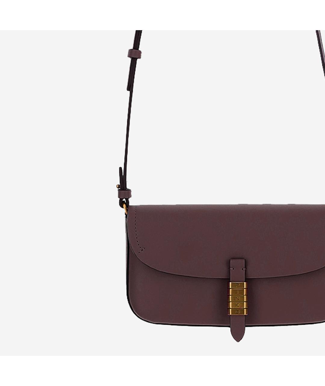 PINKO Бордовая кожаная сумка через плечо, фото 4