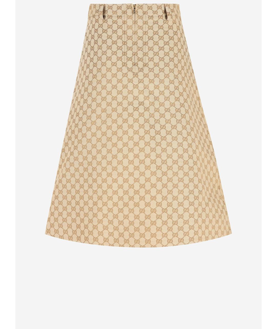 GUCCI Бежевая синтетическая юбка миди, фото 2