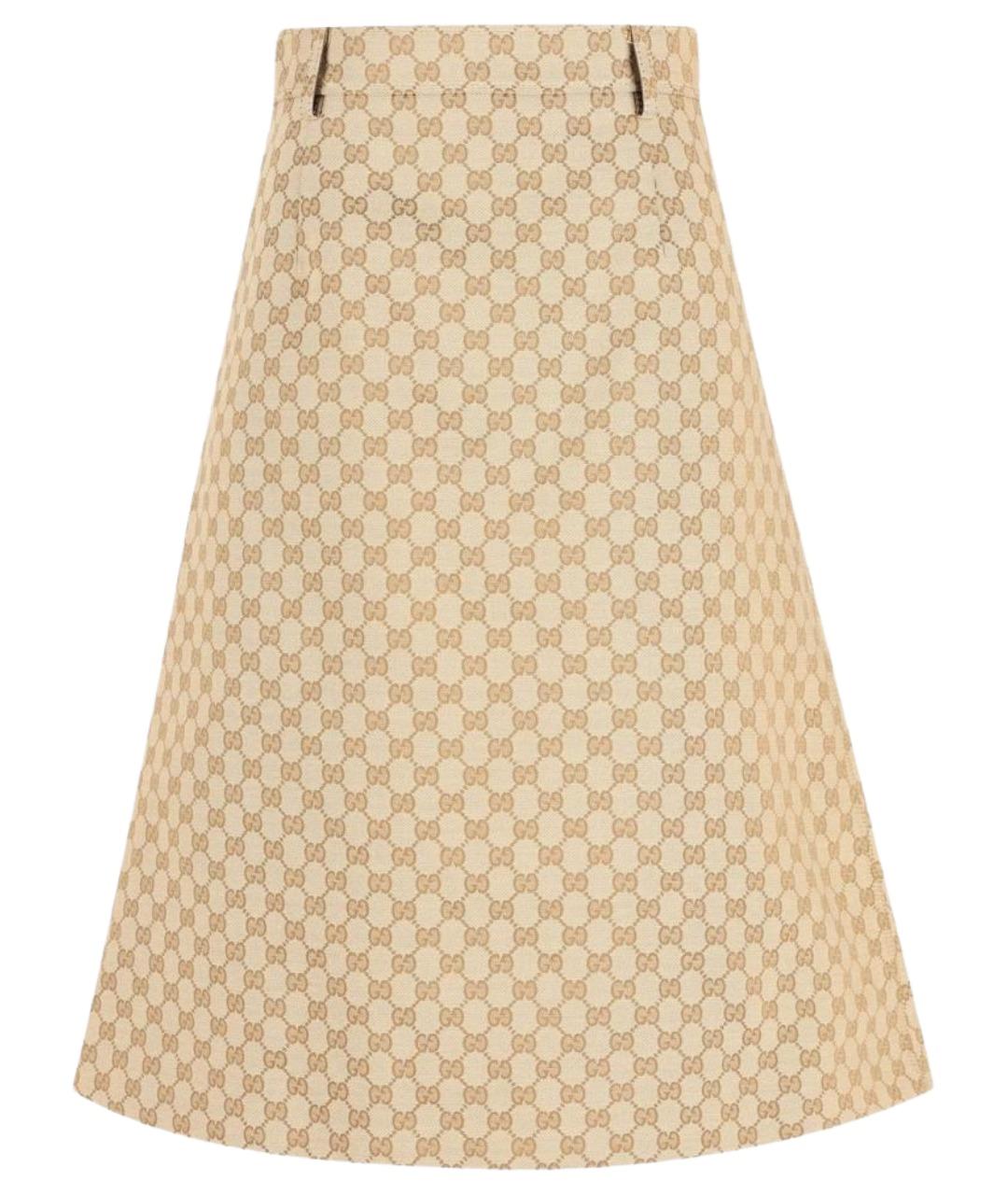 GUCCI Бежевая синтетическая юбка миди, фото 1