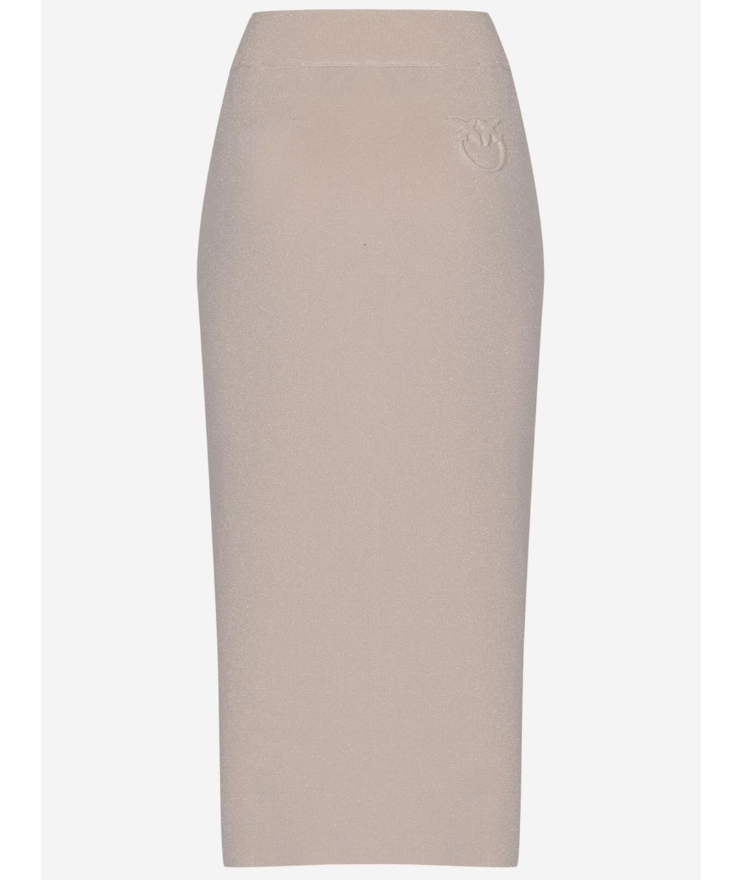 PINKO Бежевая вискозная юбка миди, фото 4