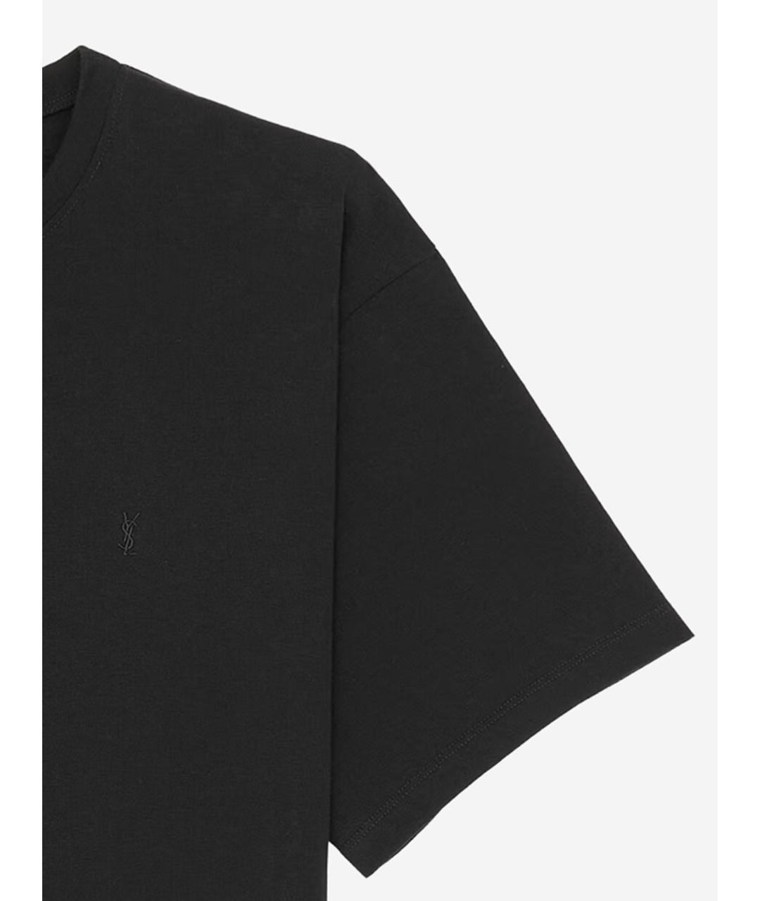 SAINT LAURENT Черная хлопковая футболка, фото 3