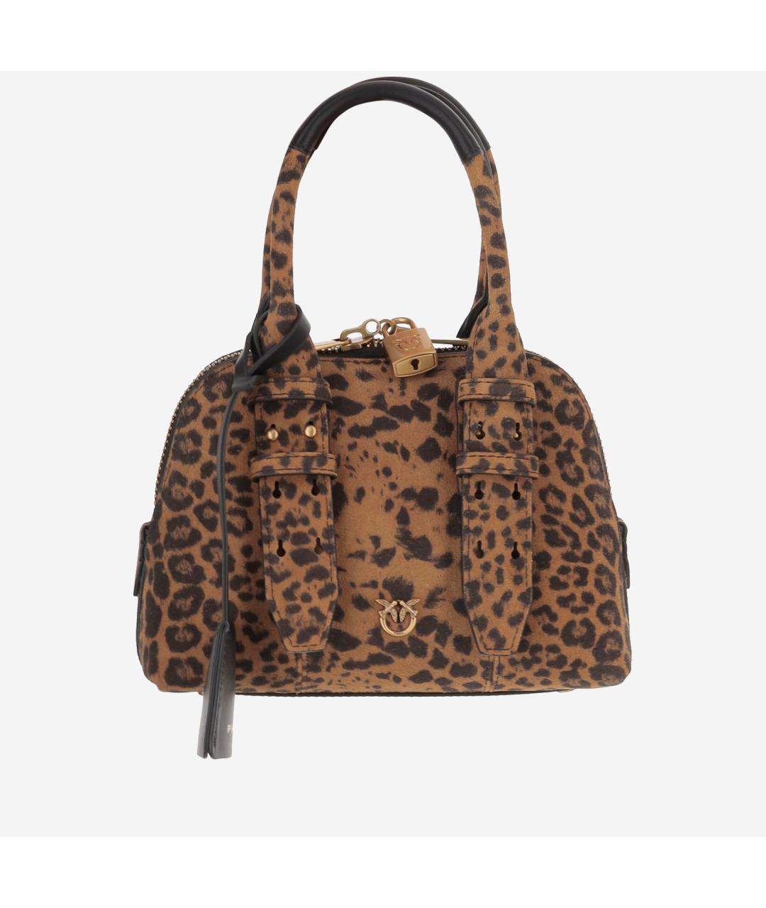 PINKO Коричневая замшевая сумка с короткими ручками, фото 5