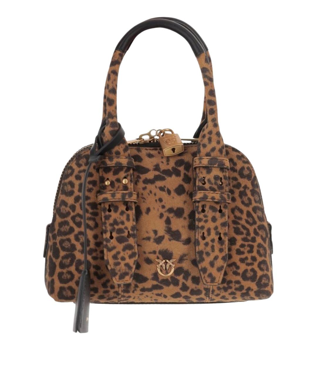 PINKO Коричневая замшевая сумка с короткими ручками, фото 1