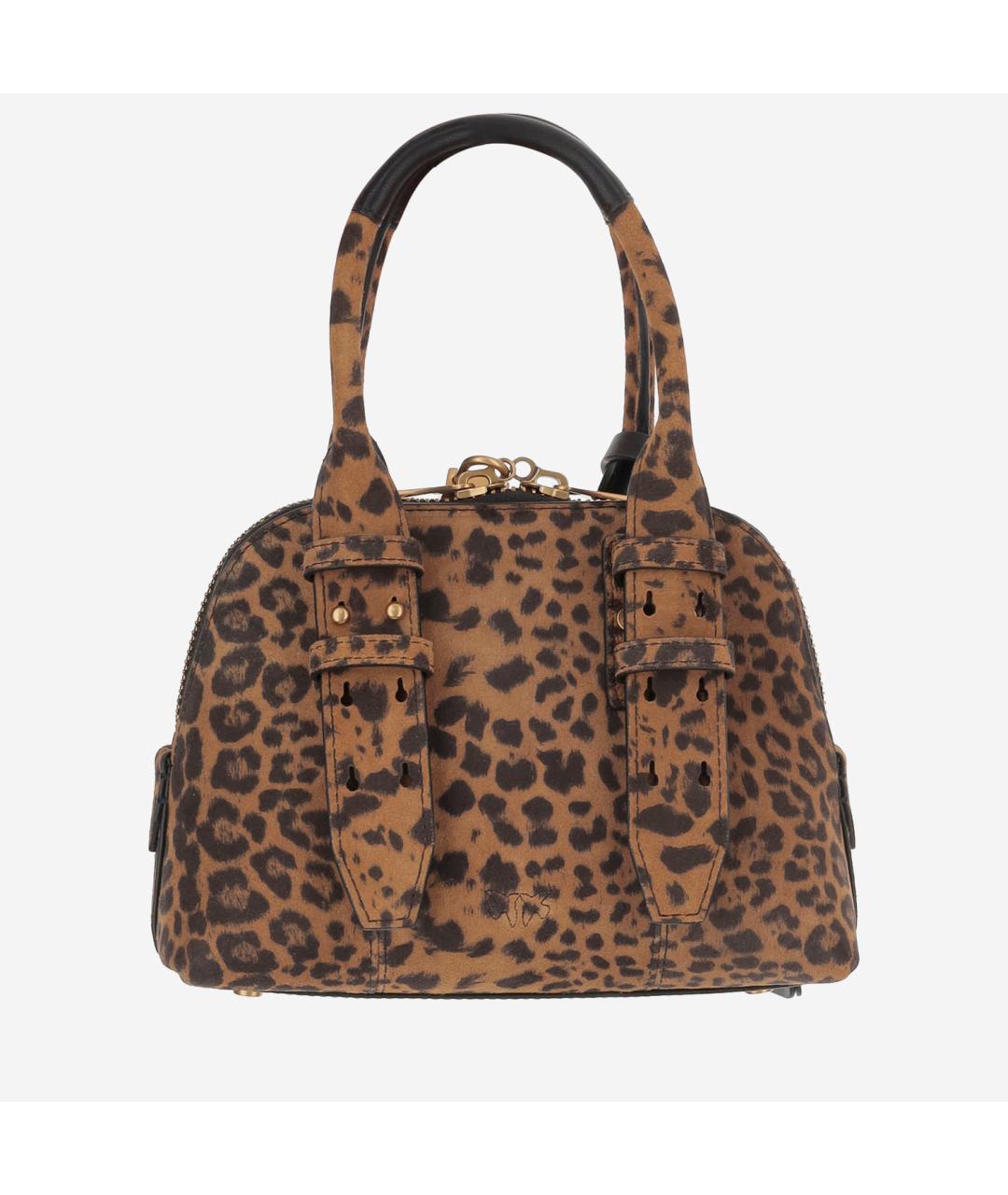 PINKO Коричневая замшевая сумка с короткими ручками, фото 3