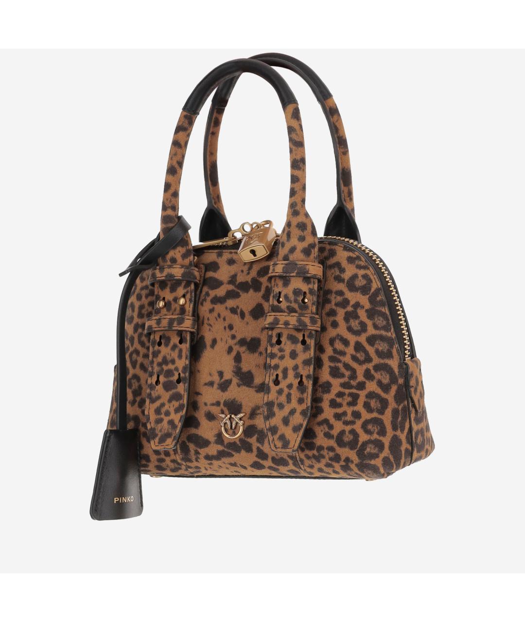 PINKO Коричневая замшевая сумка с короткими ручками, фото 2