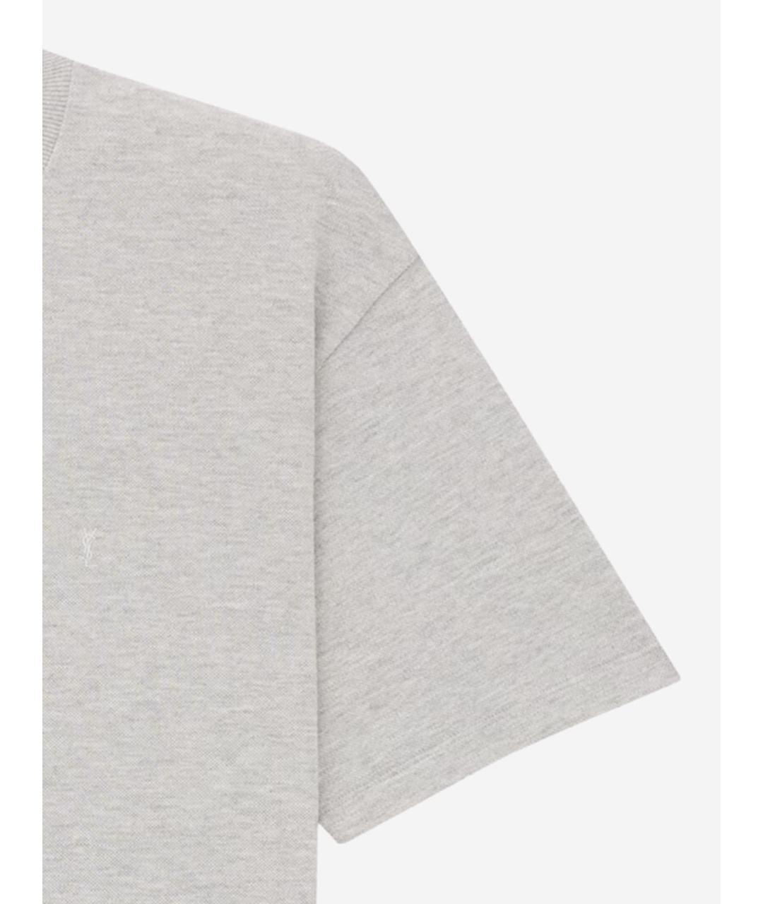 SAINT LAURENT Серая хлопко-полиэстеровая футболка, фото 3
