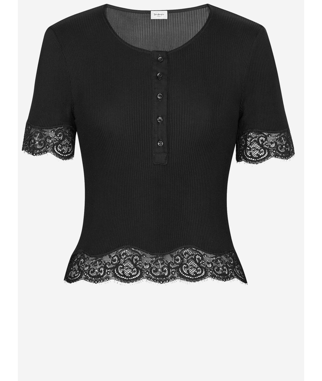 SAINT LAURENT Черная шелковая футболка, фото 4