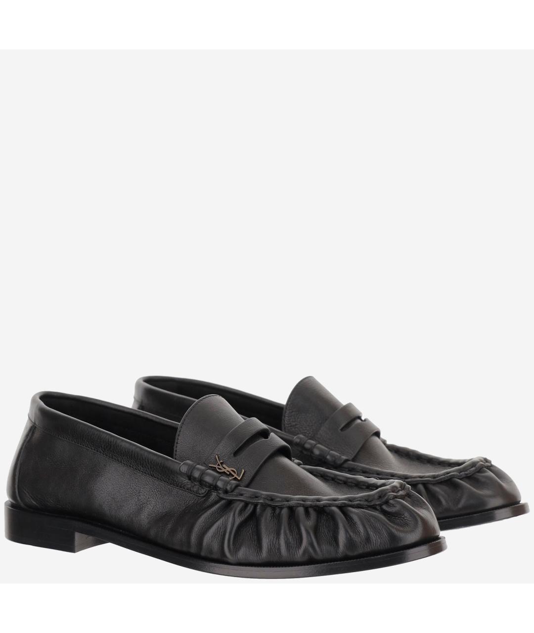 SAINT LAURENT Черные кожаные лоферы, фото 3