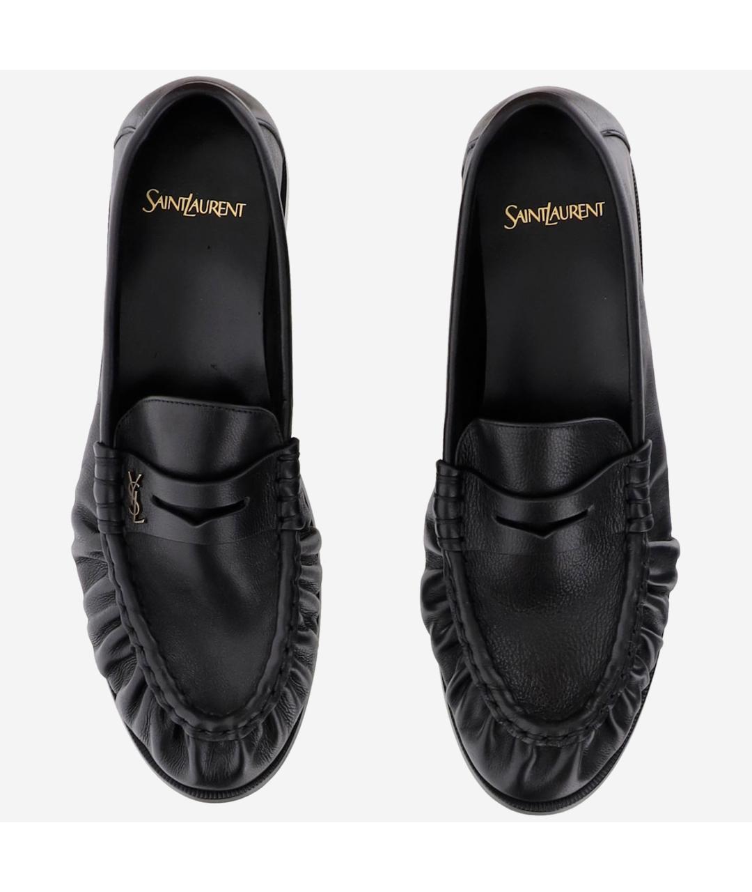 SAINT LAURENT Черные кожаные лоферы, фото 2