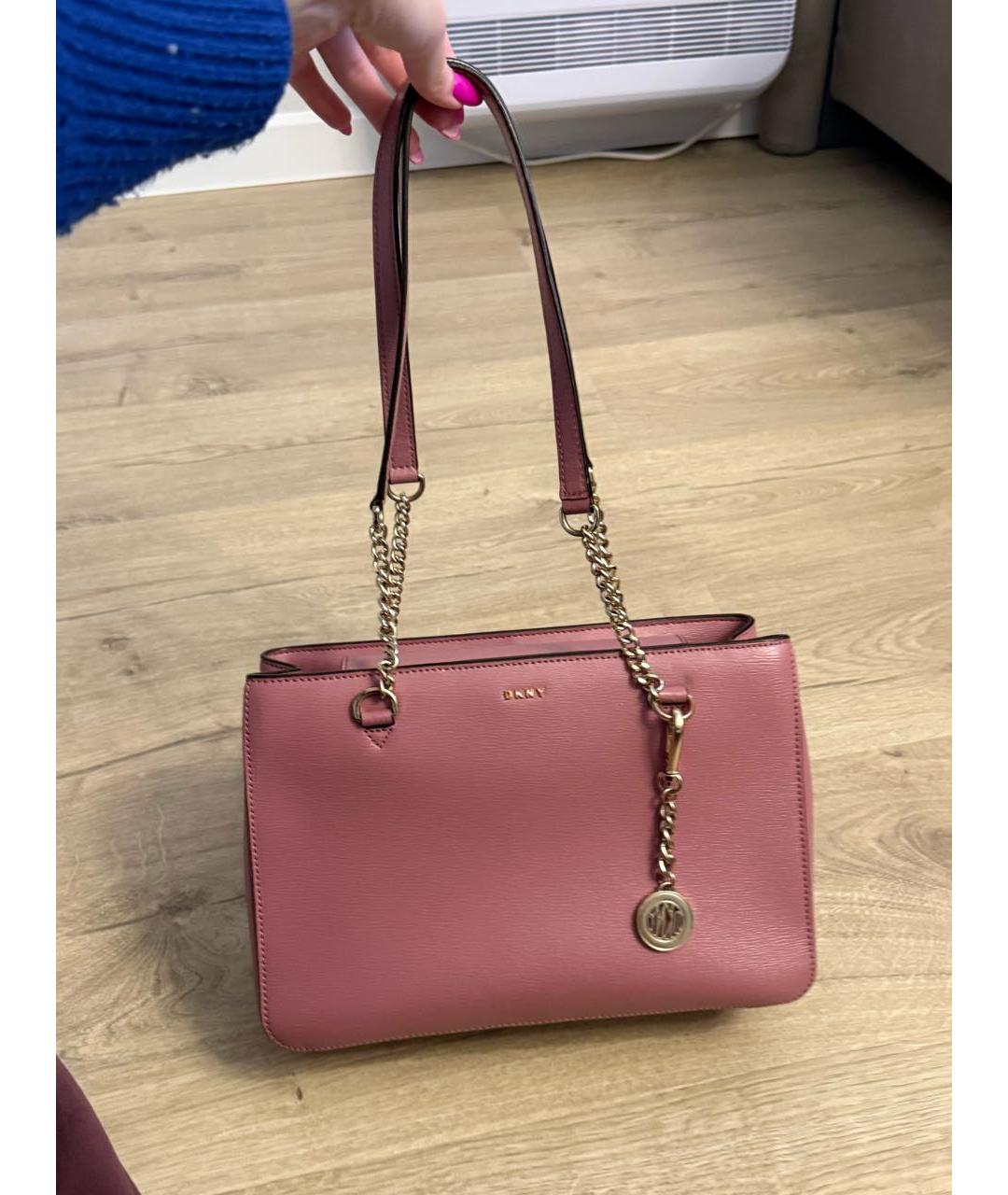 DKNY Розовая кожаная сумка через плечо, фото 8