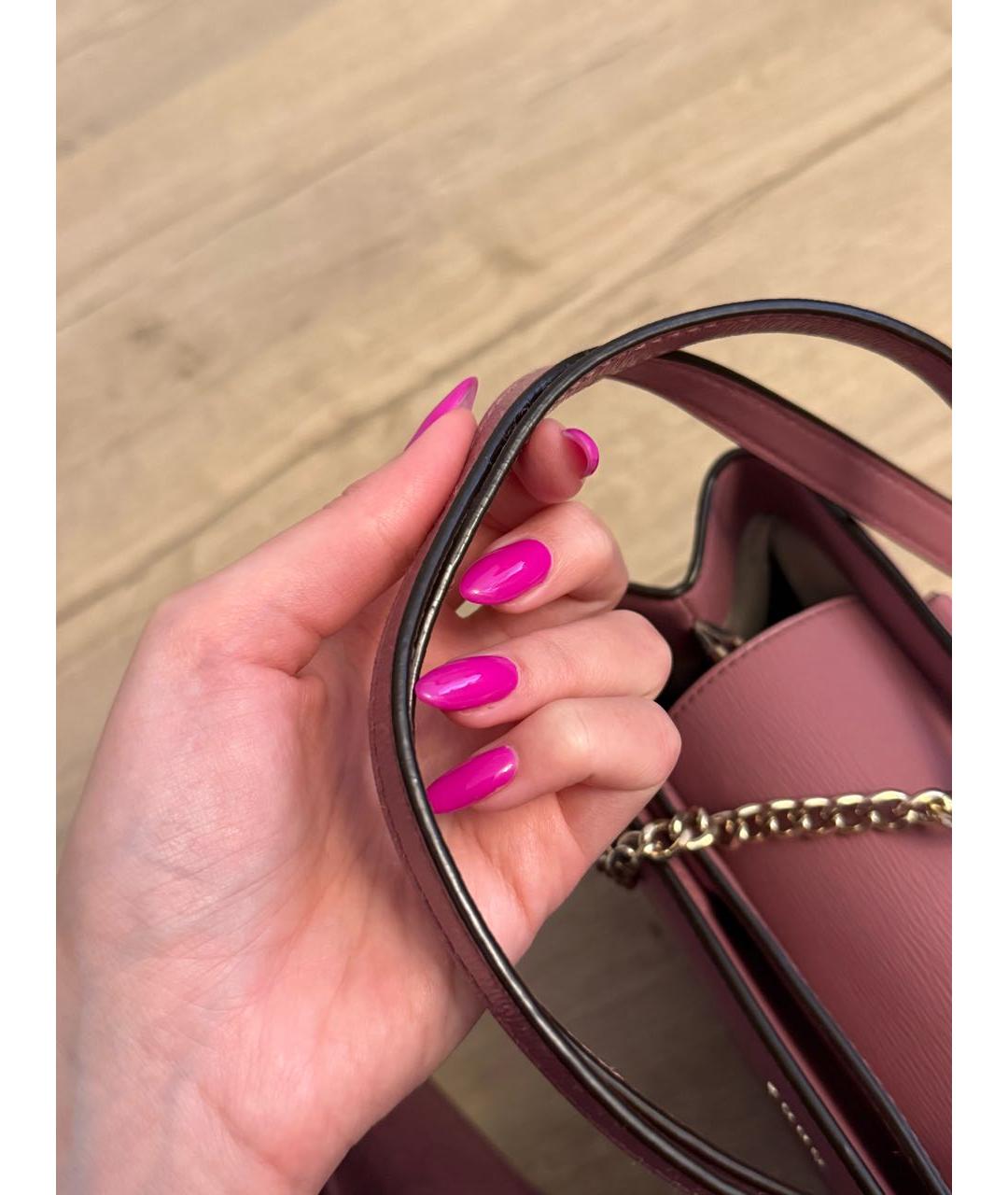 DKNY Розовая кожаная сумка через плечо, фото 3