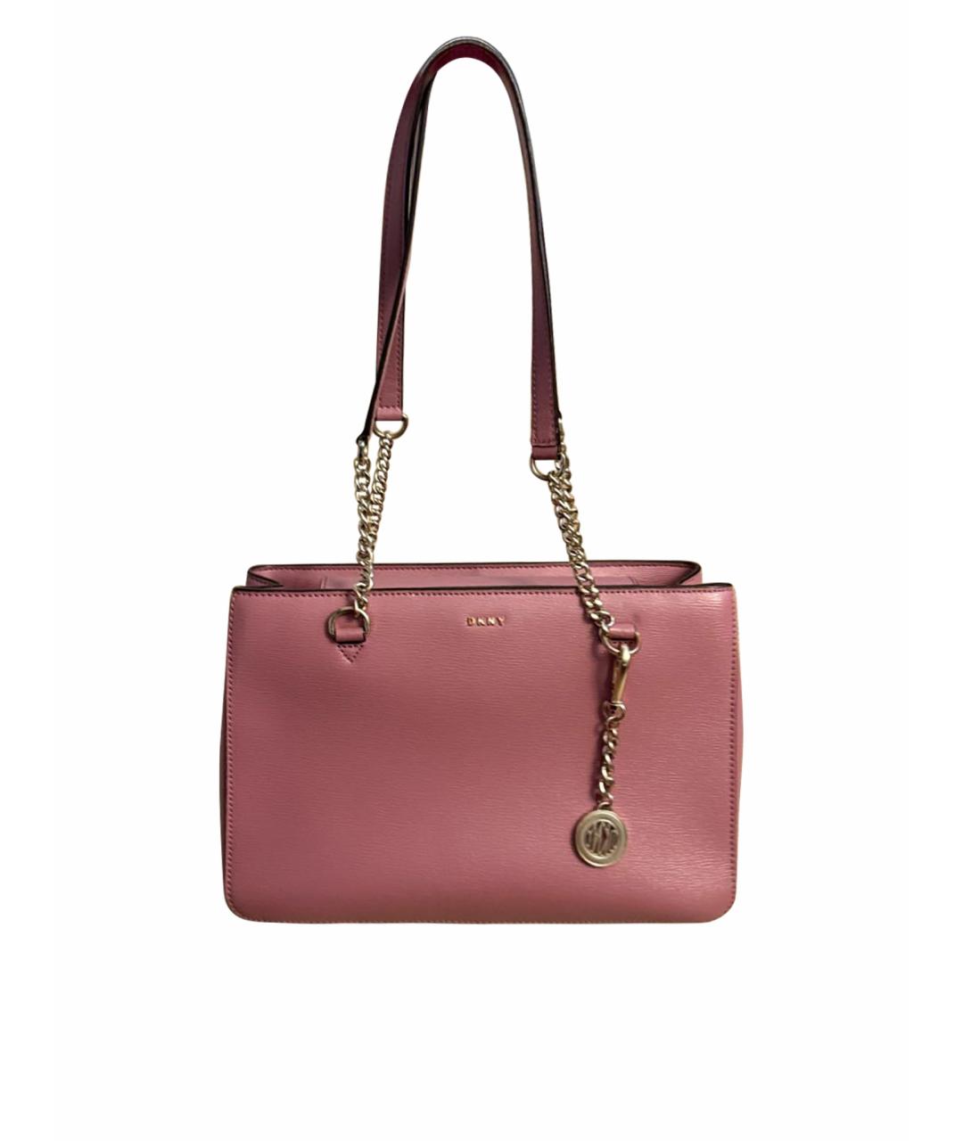 DKNY Розовая кожаная сумка через плечо, фото 1