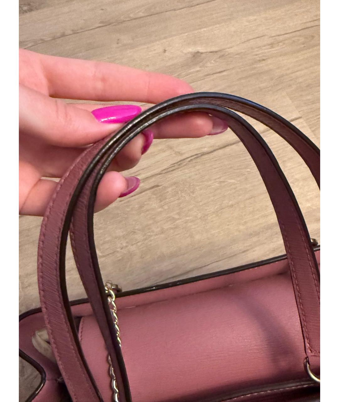 DKNY Розовая кожаная сумка через плечо, фото 2