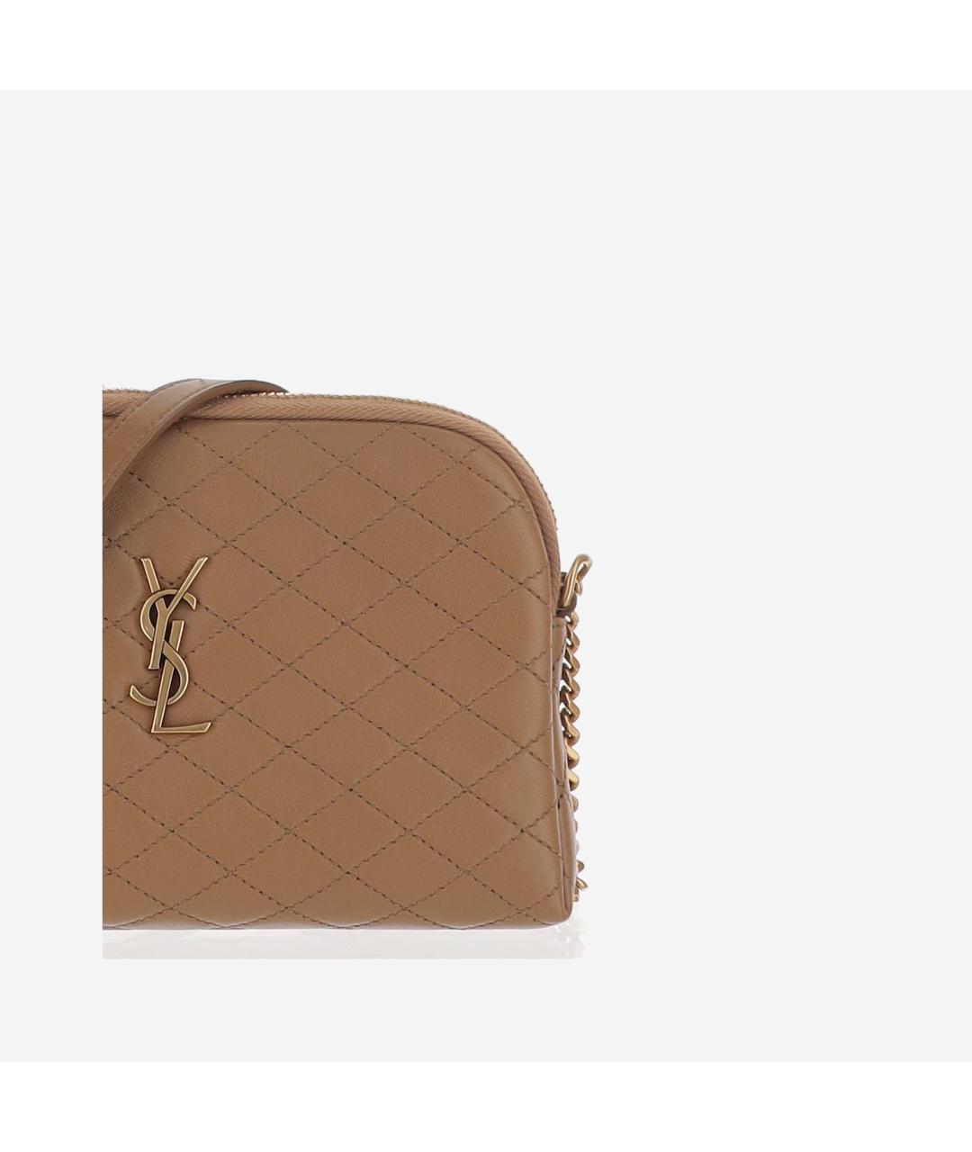 SAINT LAURENT Бежевая кожаная сумка через плечо, фото 4