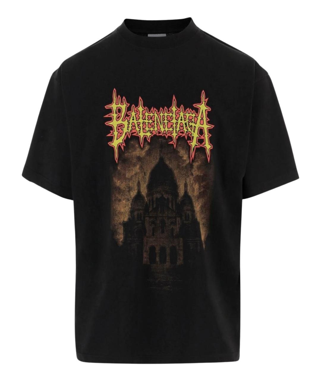 BALENCIAGA Черная хлопковая футболка, фото 1