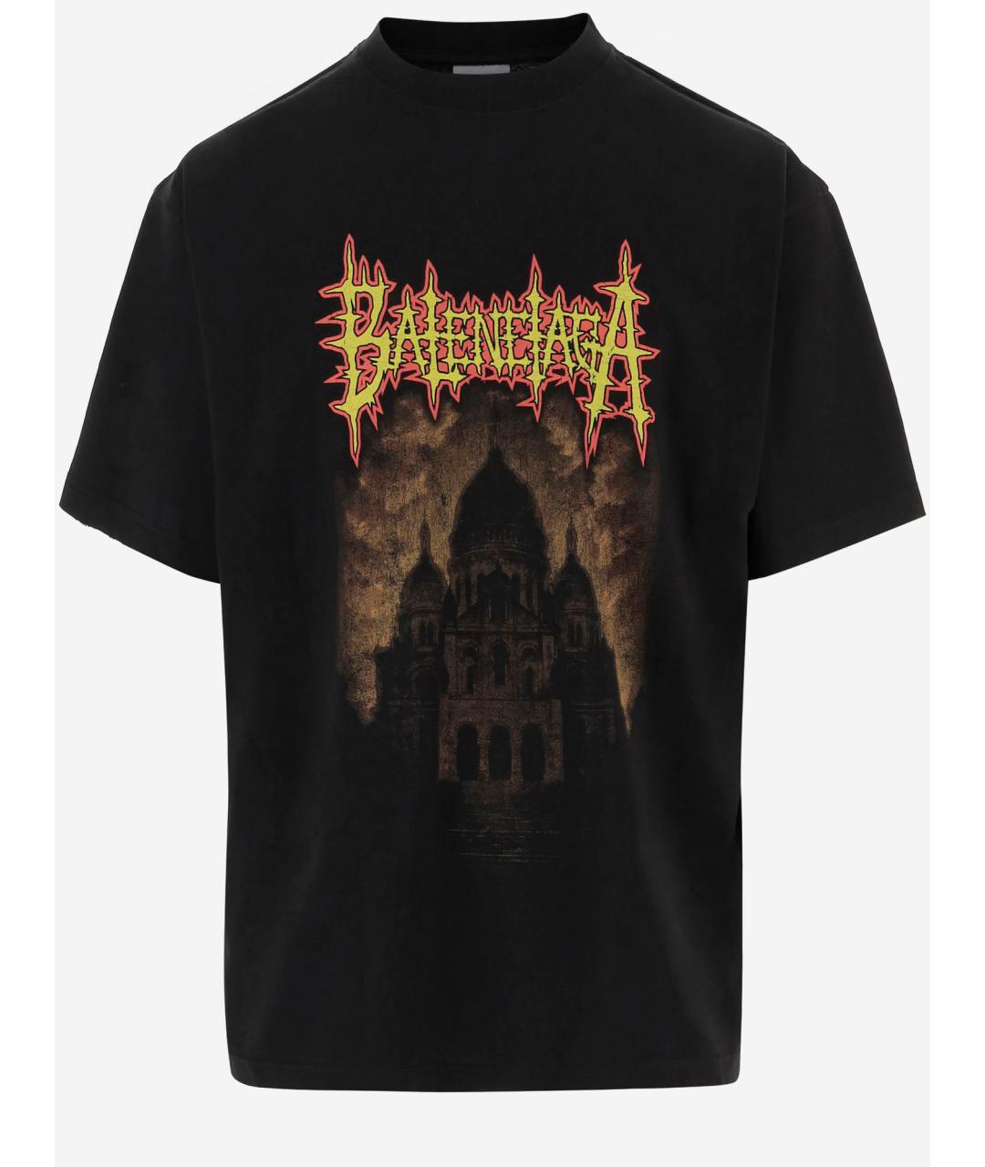 BALENCIAGA Черная хлопковая футболка, фото 4