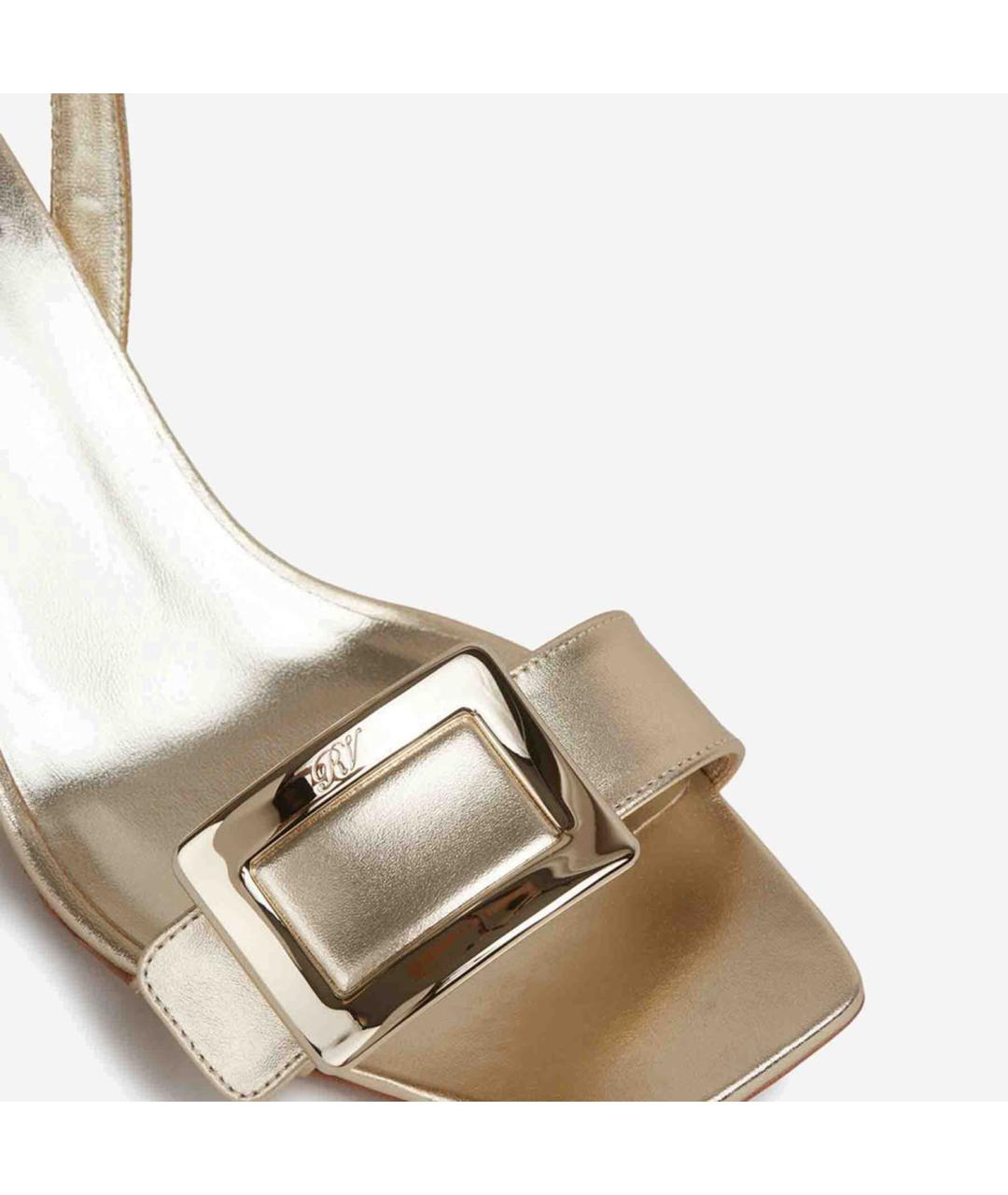 ROGER VIVIER Золотые кожаные босоножки, фото 4