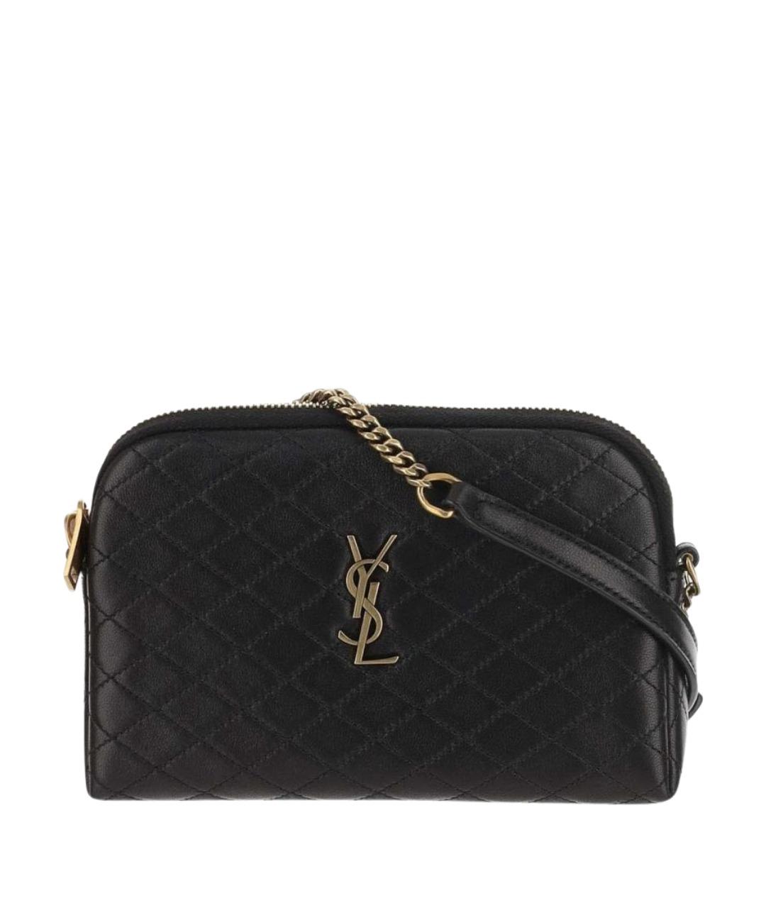 SAINT LAURENT Черная кожаная сумка через плечо, фото 1
