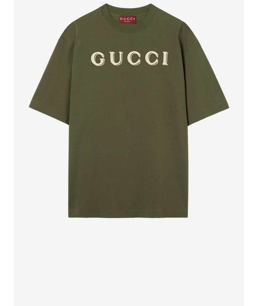 GUCCI Зеленая хлопковая футболка, фото 4