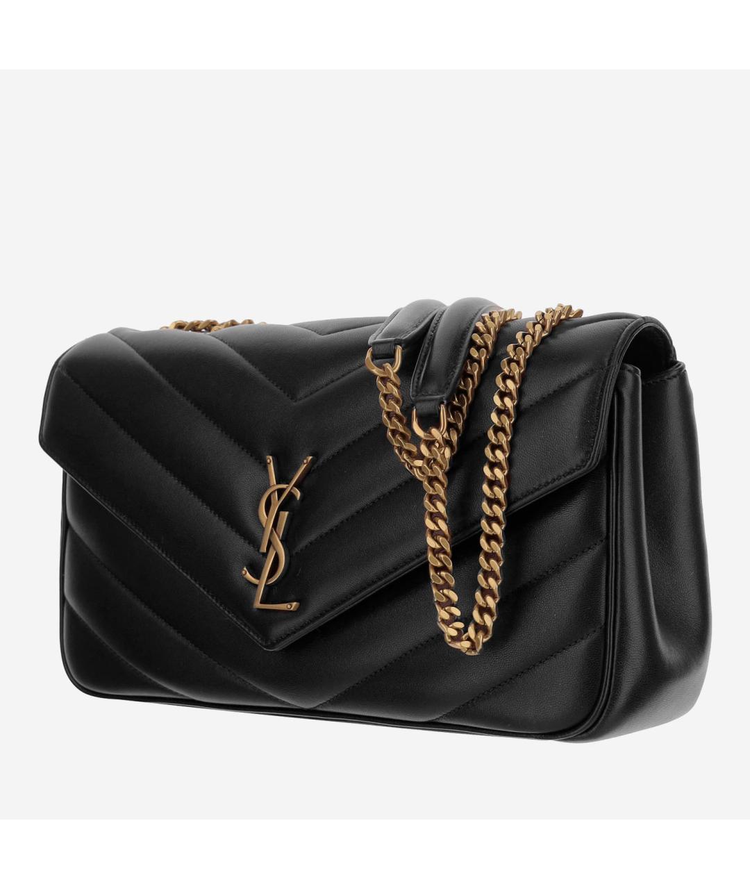 SAINT LAURENT Черная кожаная сумка через плечо, фото 2