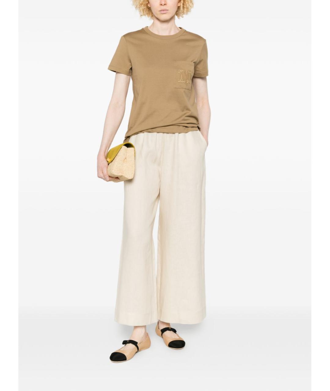 MAX MARA Бежевая хлопковая футболка, фото 2