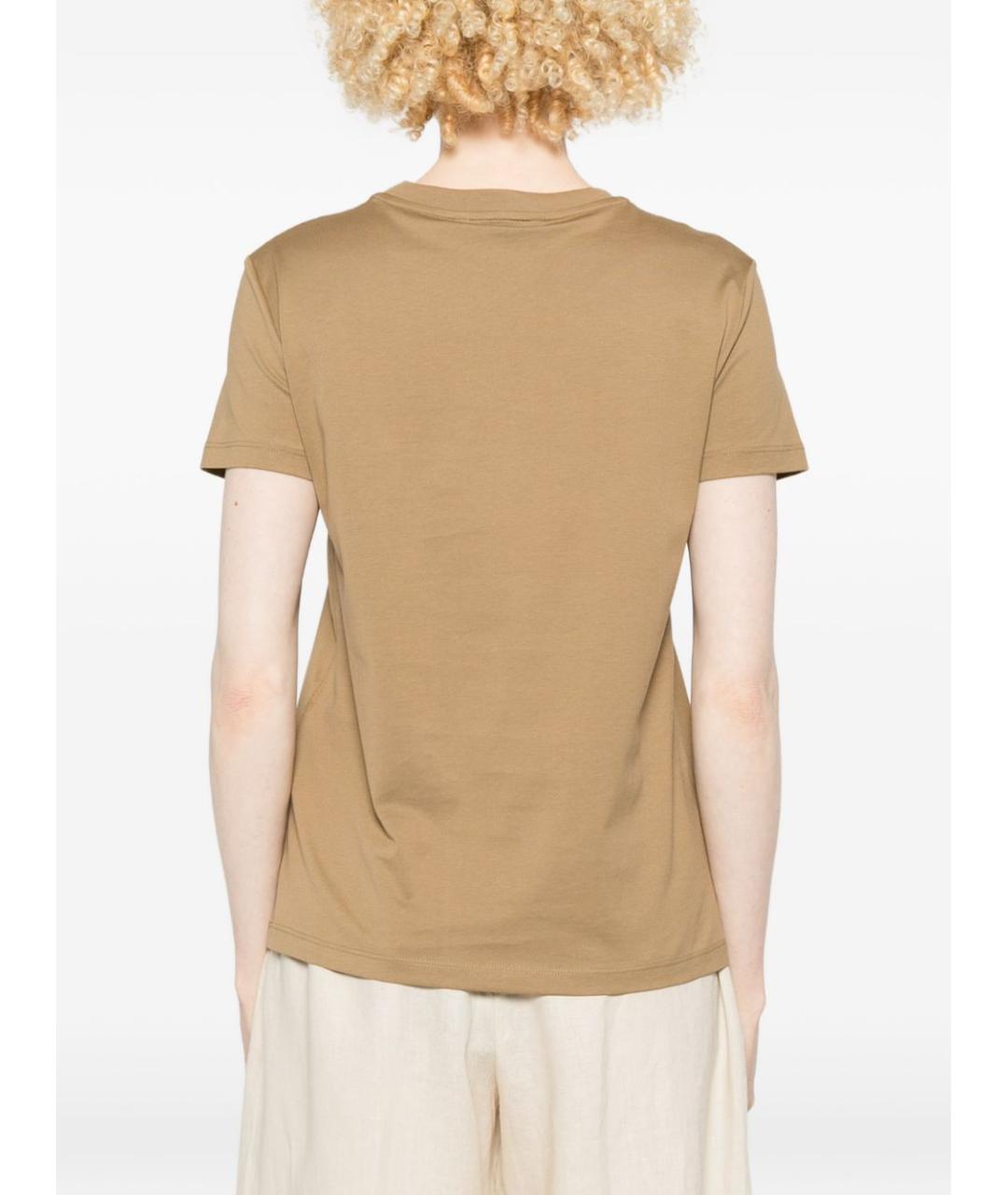 MAX MARA Бежевая хлопковая футболка, фото 4
