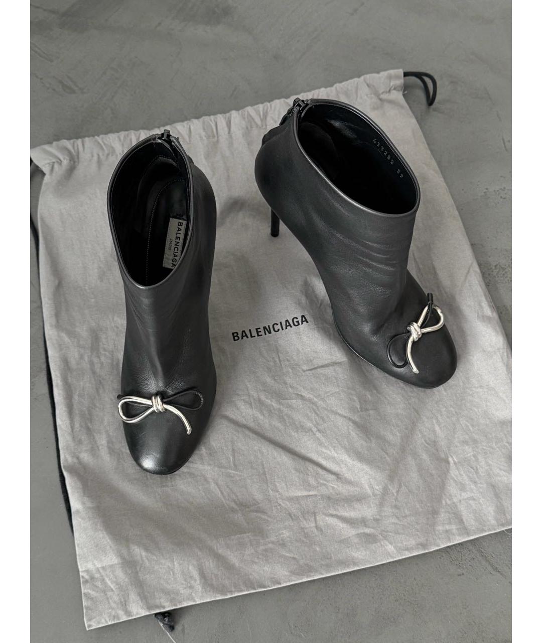 BALENCIAGA Черные кожаные ботильоны, фото 5